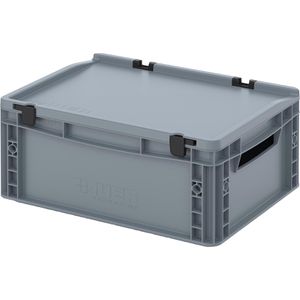 AUER Eurobox ED 43/17, grau, 15 Liter, mit Deckel, offene Griffe, 40 x 30 x 18,5cm