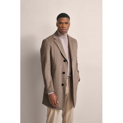 Kurzmantel BUGATTI, Herren, Gr. 58, beige, 60% Wolle, 35% Polyester, 5% sonstige Fasern, unifarben, slim fit, gerader Abschluss, Mäntel Kurzmantel, mit Reverskragen