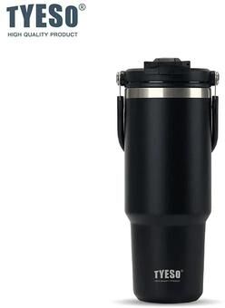 Uplifted Finds Tyeso Large Capacity Thermos Handle Vacuum Cup Dual Drink Coffee Mug Stainless Steel Ice Cup Car Bottle black 750ml