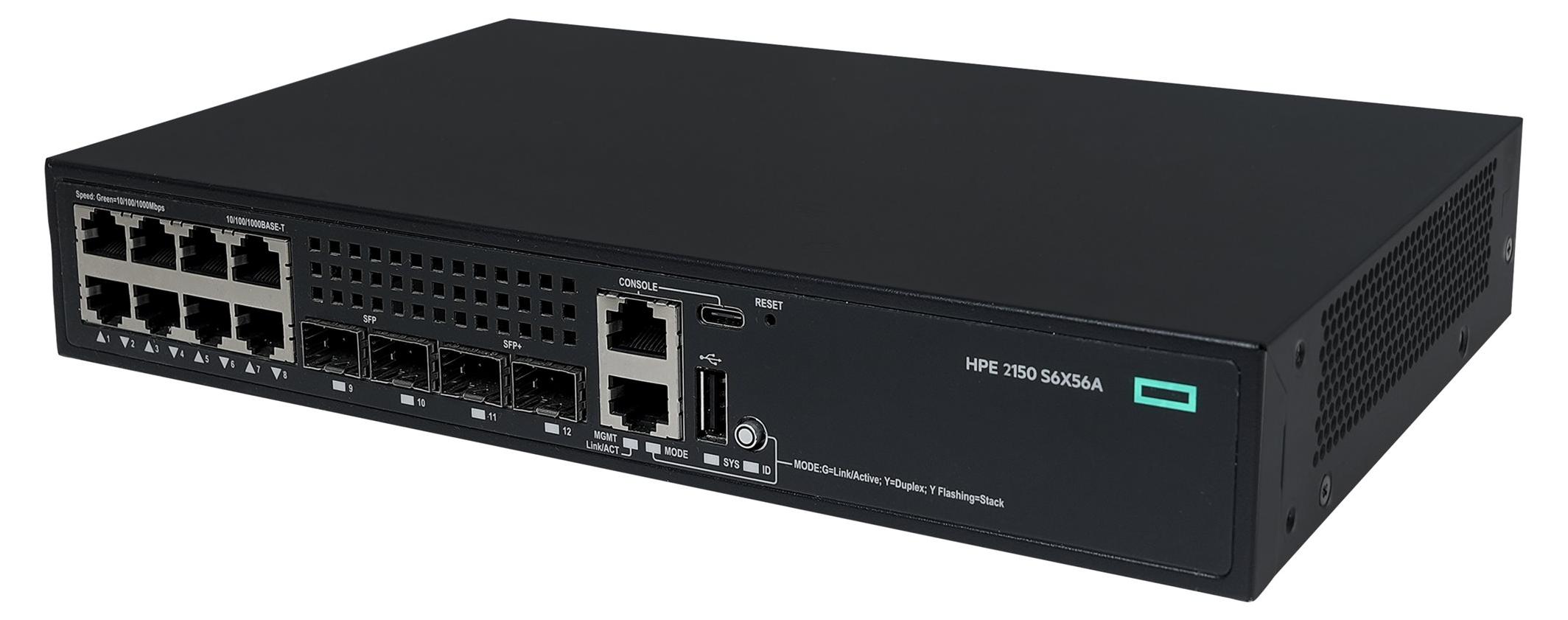 HPE Networking Comware 2150 8p 10M/100M/1G 2p SFP 1G 2p SFP+ 1G/10G - Layer 3 - verwaltet - 8 x 10/100/1000Base-T + 2 x 1000Base-X SFP + 2 x 1 Gigabit / 10 Gigabit SFP+ (Uplink / Verknüpfung)