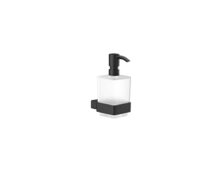 Emco Loft vloeibare zeepdispenser (houder kristalglas gesatineerd, hoogte 160 mm, breedte 70 mm) pompkop kunststof zwart, 52113301, normaal, glas