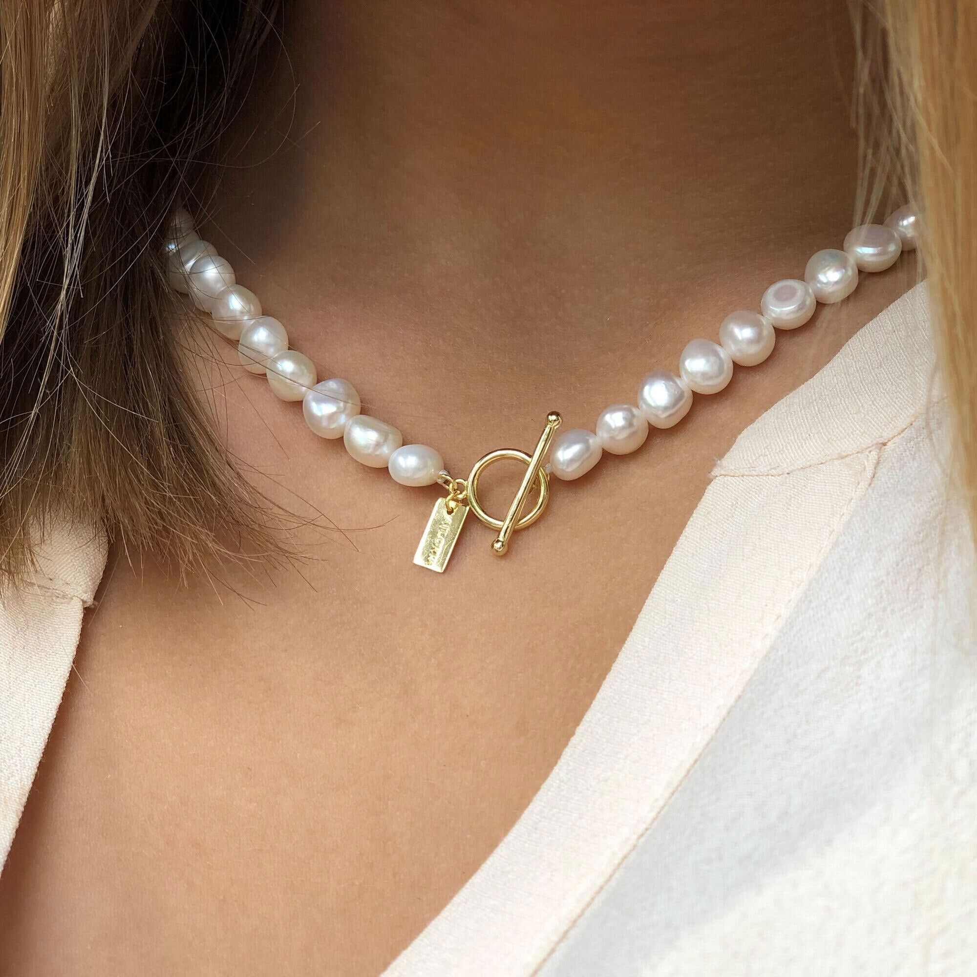 Perlenkette AILORIA "Halskette SORANO", Damen, gold, Halsketten Perlenkette