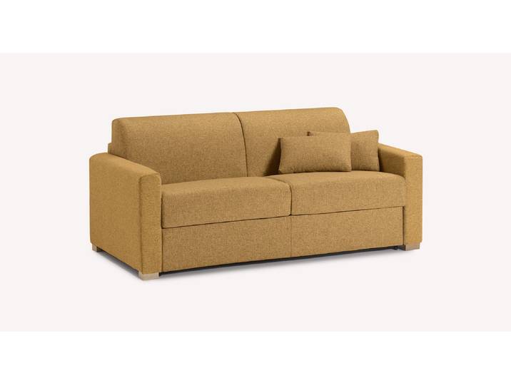 Canapé convertible Tissu JERRY - Jaune - Couchage 160x195