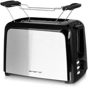 Emerio Toaster TO-123924, mit 6 Röststufen, silber, 700 W, Kunststoff, mit Brötchenaufsatz, für 2 Scheiben