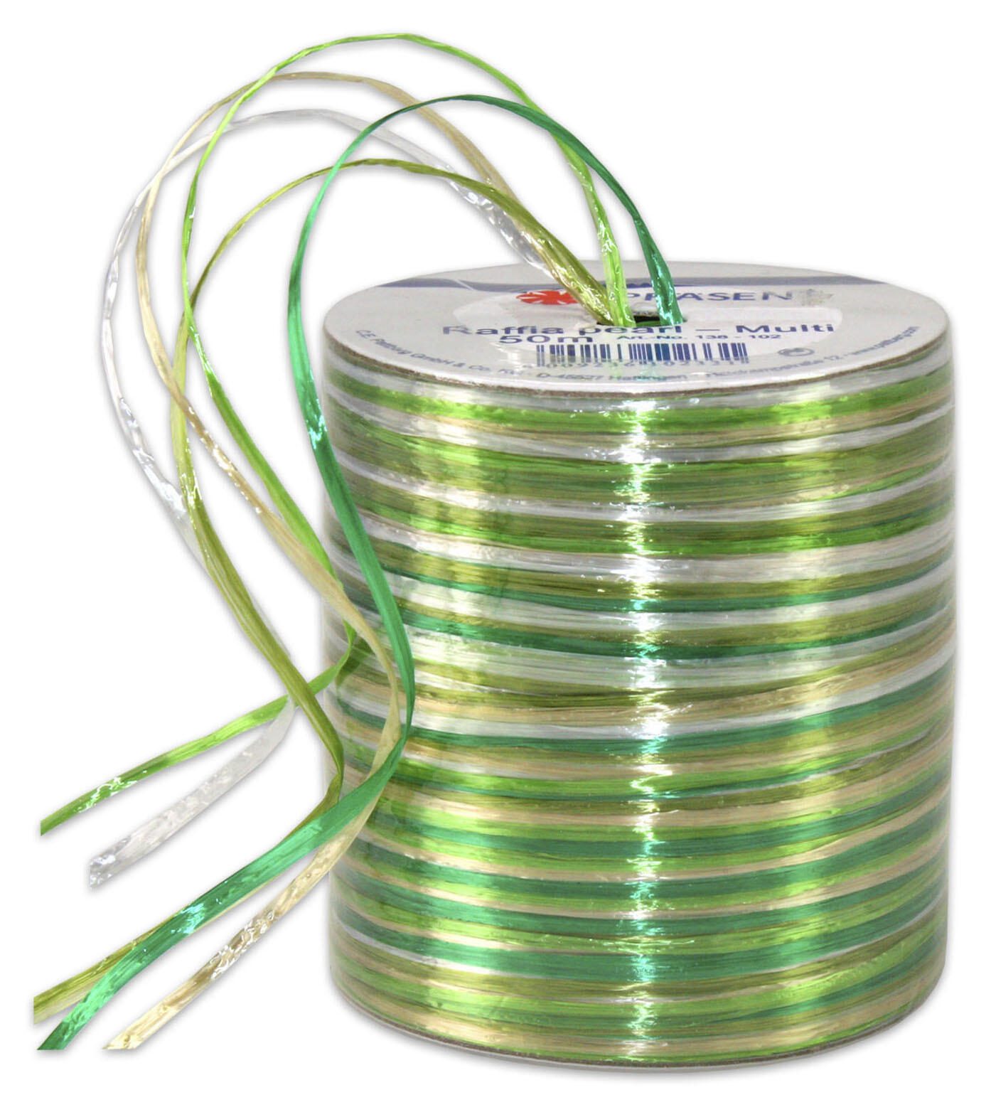 PRÄSENT Geschenkband Raffia-Pearl 3 mm x 50 m grün/hellgrün/weiß 138-102