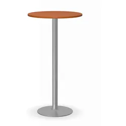 Cocktailtisch, Partytisch OLYMPO II, Durchmesser 60 cm, graues Fußgestell, Platte Kirschbaum