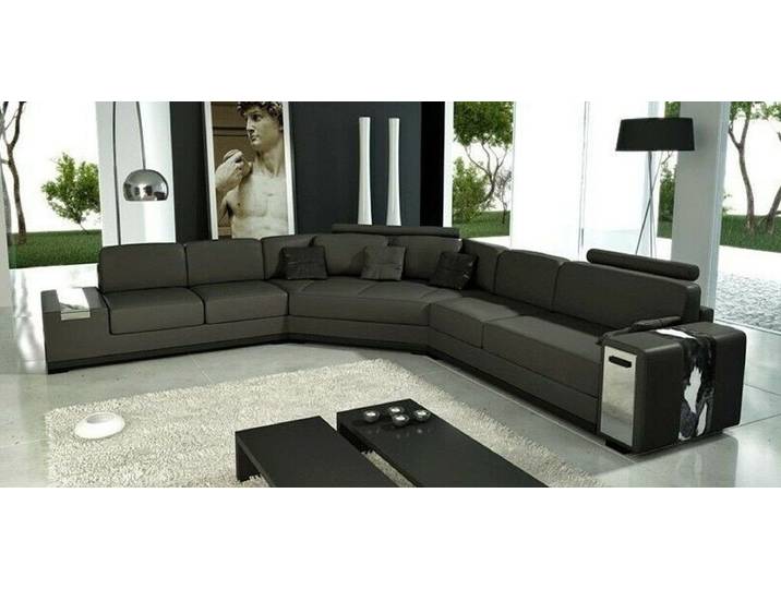 Xlmoebel Ecksofa Rundes Leder-Ecksofa mit USB-Anschluss und modernem Design, Ecksofa, Hergestellt in Europa
