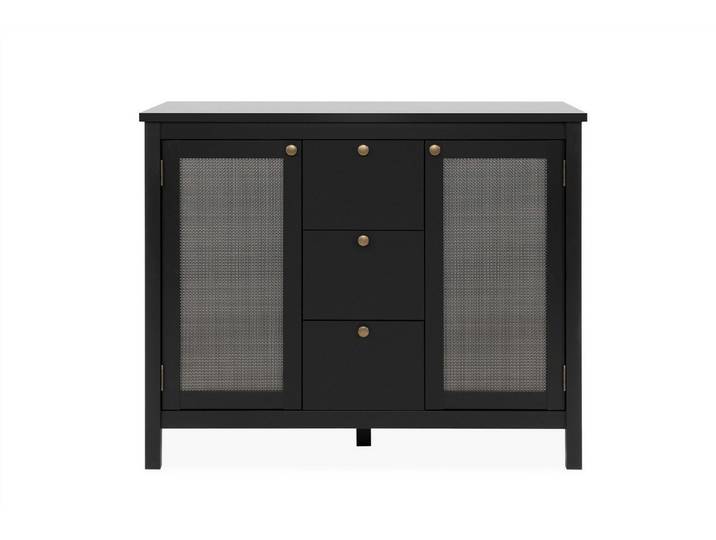 möbelvita Kommode Kommode Bastille 01B schwarz / Geflecht Nobel