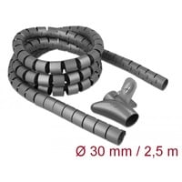 Spiralschlauch mit Einziehwerkzeug, 2,5 Meter x 30mm, Kabelschlauch grau