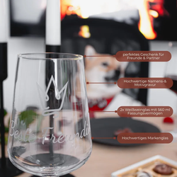 Gravur Weißweinglas Puccini 560 ml - Krone-Motiv 2er Set