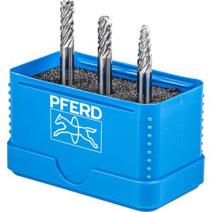 PFERD-TOOLS Fräser 1406 ALLROUND, HM Frässtifte, 6mm, 3-teiliges Set, mit Kunststoffbox, für Metall
