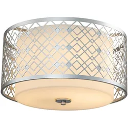 Elstead Lighting Ziggy Medium Deckenleuchte 2-flammig E27 Silber / Opalglas
