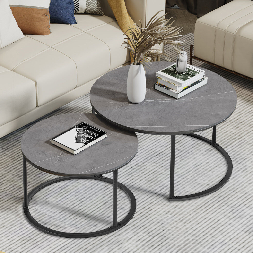 Ivy Bronx Beauville Frame Coffee Table with Storage Grey 45cm H X 140cm W X 80cm D