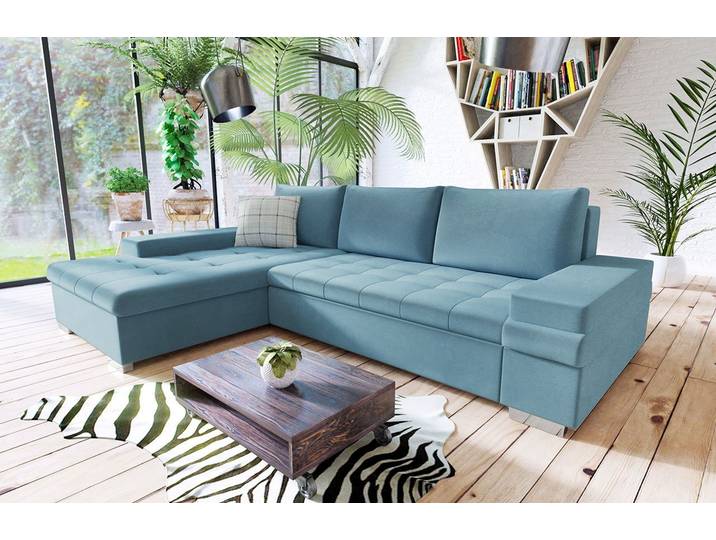 MIRJAN24 Ecksofa Bangkok Mini, Verchromte Füße, Kissen-Set mit Reisverschluss