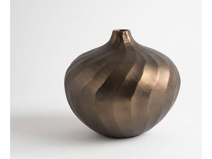 Vase Torvia l25 x P25 x H23 cm Aluminium Aurum Satin Fait main