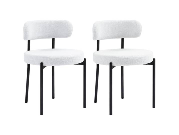 Homcom Essstühle 2er Set Polyester Stahl Cremeweiß, Metall, 51x76x51 cm, Esszimmer, Stühle