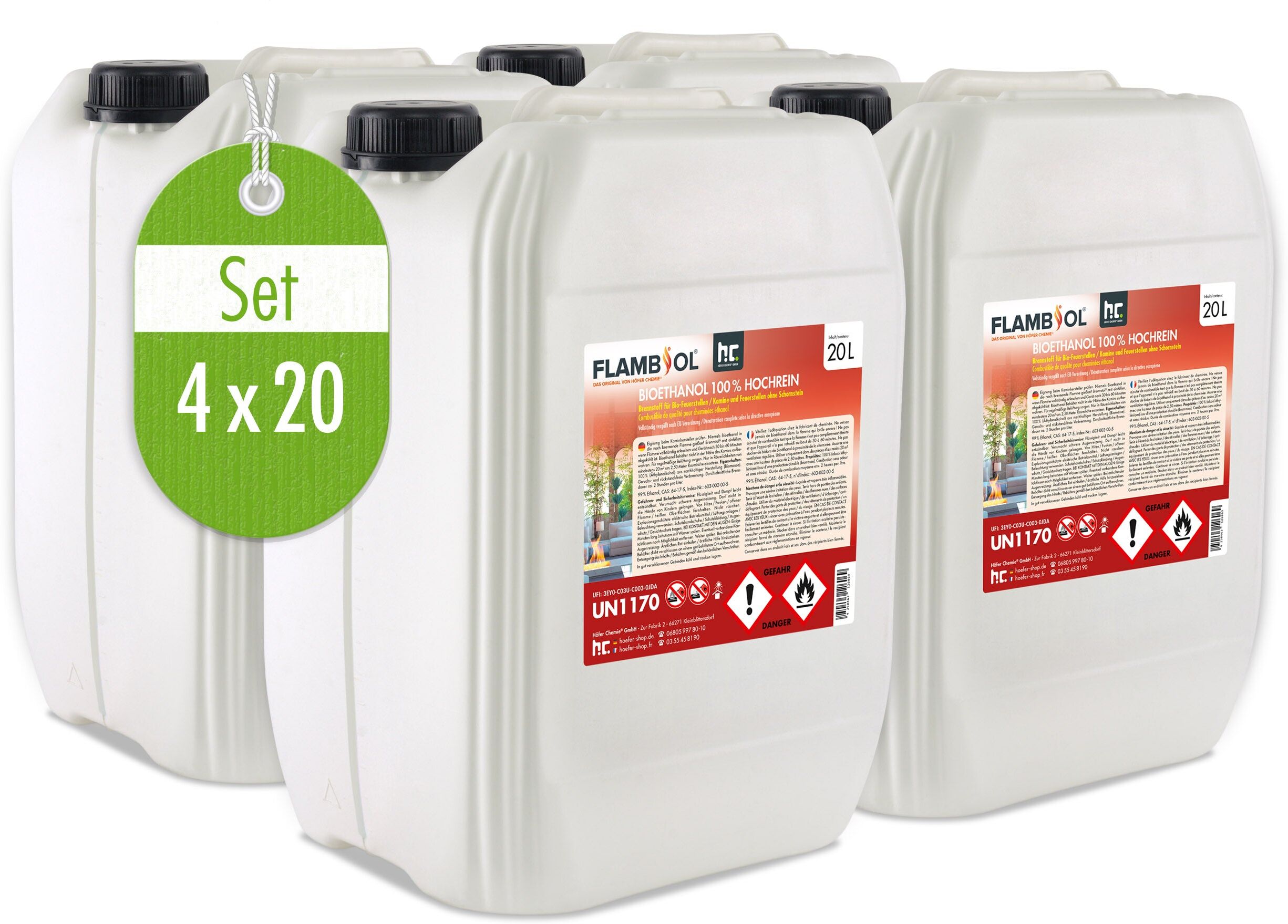Höfer Chemie GmbH 24x 20 L  Bioéthanol 100 % haute pureté
