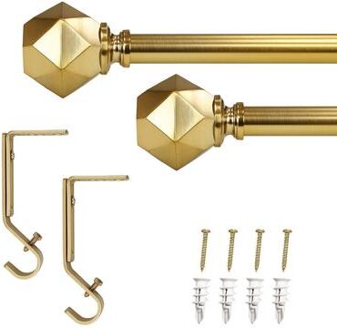 Lumi Home Furnishings "Lumi 3/4"" Single Curtain Rod Set Champagne- Geometric finials"