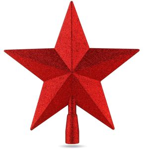 TK-Gruppe Christbaumspitze 98406, glitzernd, rot, Stern voll, aus Kunststoff, 20 x 22 cm