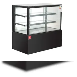 Gasfrit - Schwarze Panorama-Kühlvitrine mit 2 Ablagen 1200 x 660 x 1200 mm