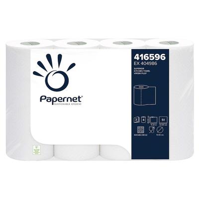 Küchenrollen 3-lagig, 32 Stück ,51 Blatt, Zellstoff von Papernet 8 x 4 Rollen