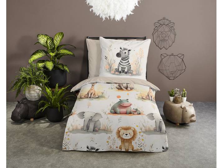 Linge de lit enfant Dimbi 135 x 200 cm + oreiller 80 x 80 cm Beige
