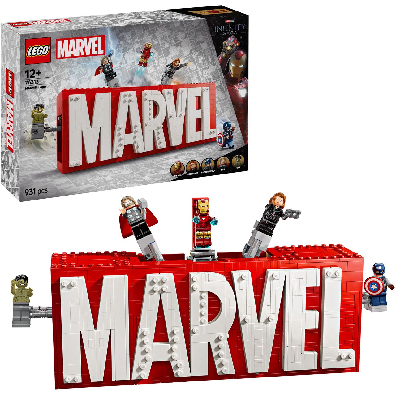 LEGO Marvel 76313 MARVEL Logo & Minifiguren - Set mit Avengers Figuren