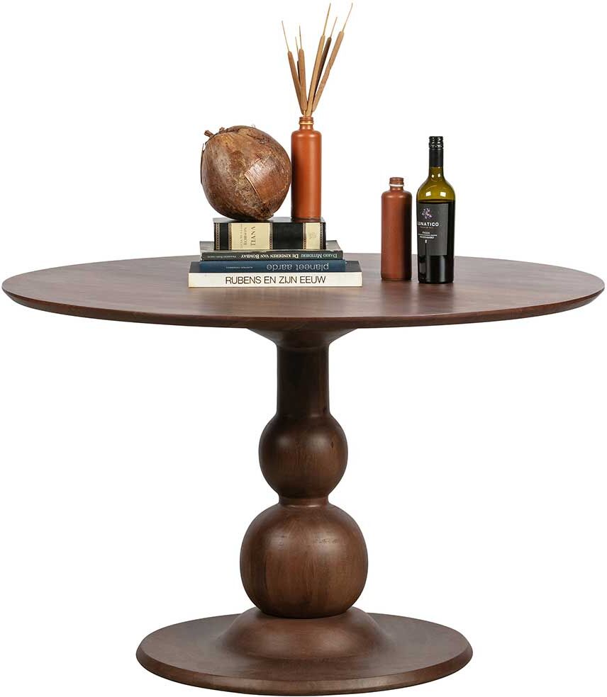 Pharao24.de Runder Esszimmertisch in Walnussfarben Vintage Design