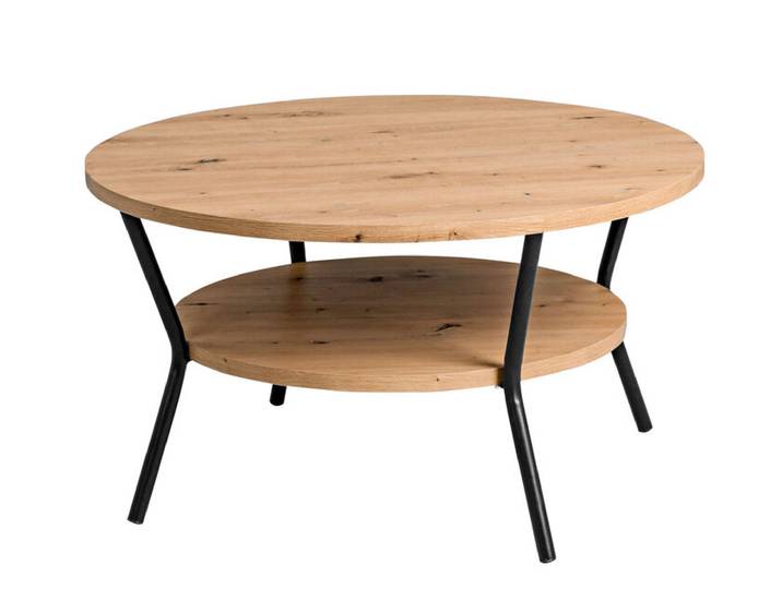 Couchtisch Aurora Durchmesser 80cm Metall Eiche Artisan