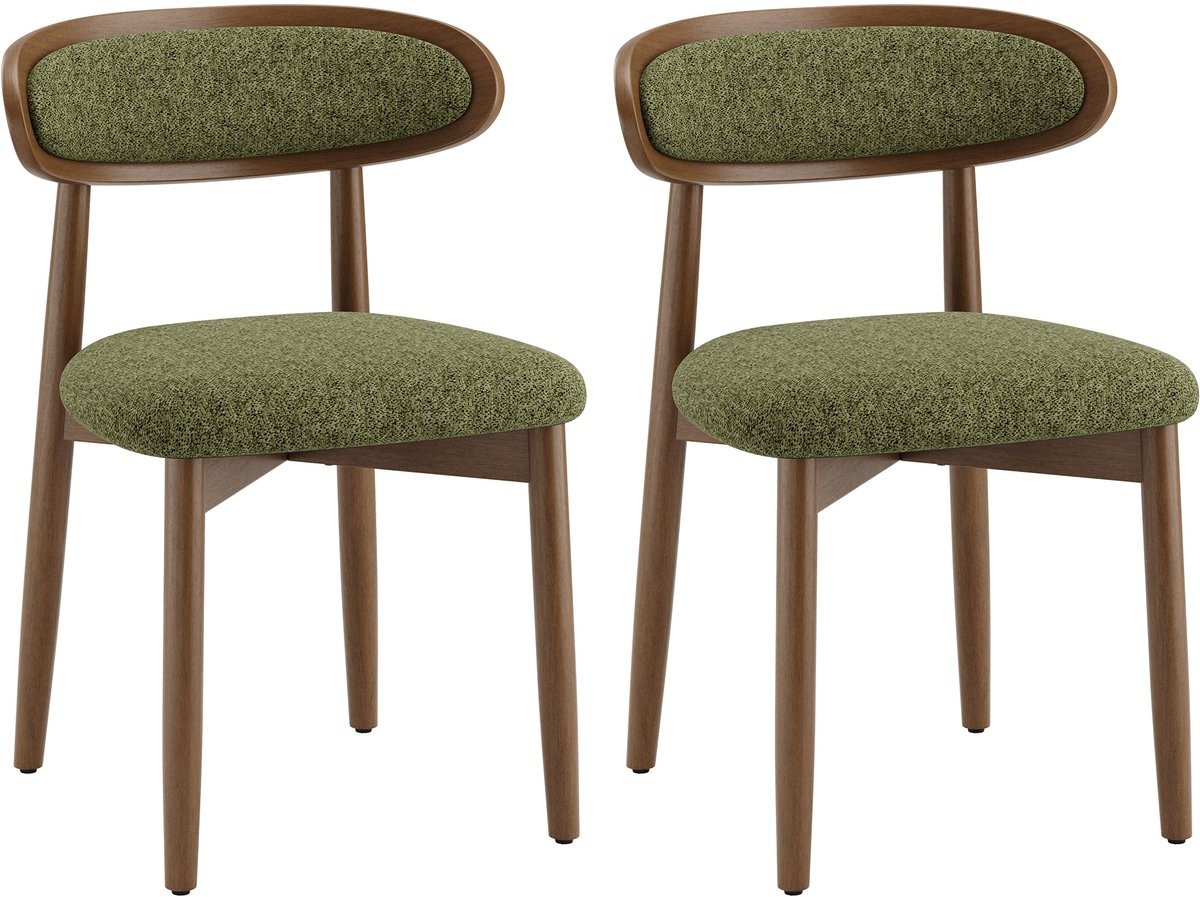 COLAMY Set van 2 Eetkamerstoelen van Massief Hout – Scandinavisch Design – Groen