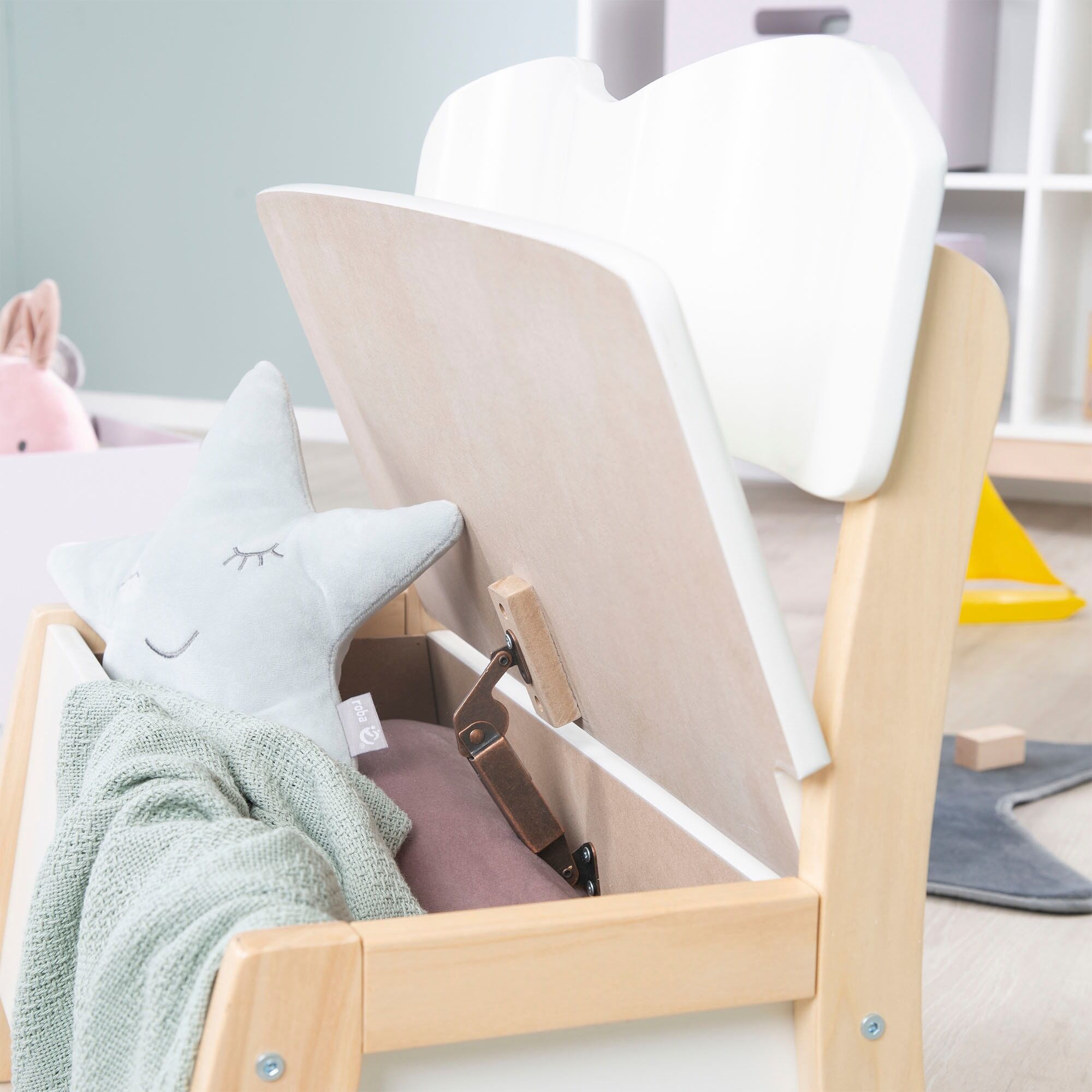Truhenbank ROBA "weiß", weiß, Sitzbänke, Kinder, MDF, Massivholz, Truhenbank