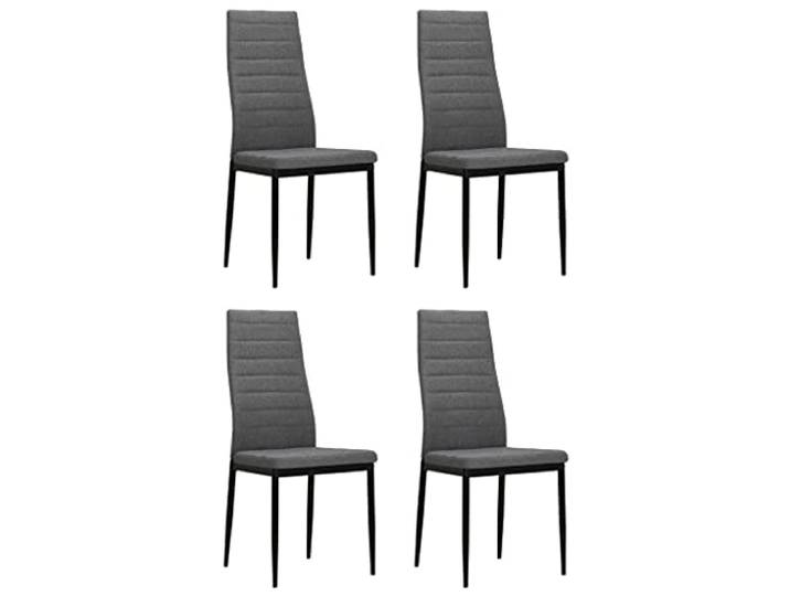 KGHFDVB 4er Set Esszimmerstuhl Hellgrau mit Stahlrahmen und Polyesterbezug Stahlrahmen, dick gepolstert, ergonomisch, einfache Montage, 110 kg Belastbarkeit