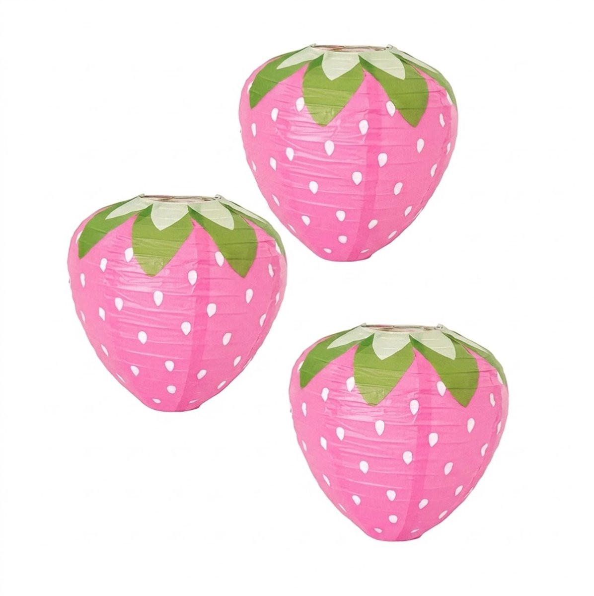 Nuvex Set van 3 Roze Aardbei Papieren Lantaarns voor Feestdecoratie