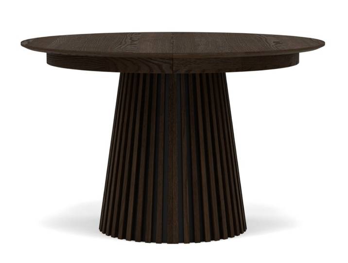Table à manger ronde extensible effet bois foncé 4 à 8 personnes bois