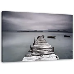 LEINWANDBILD Steg Wintersee Landschaft 60x40cm