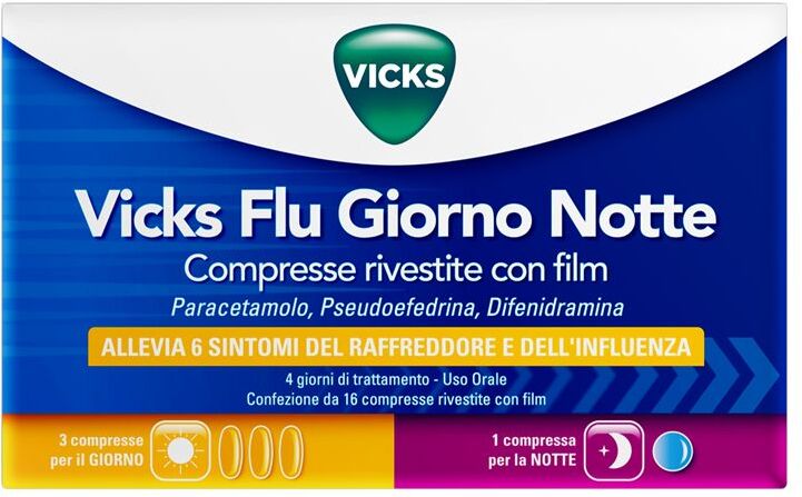 PROCTER & GAMBLE SRL Vicks Flu Giorno Notte, 16 Compresse (12 Giorno + 4 Notte)
