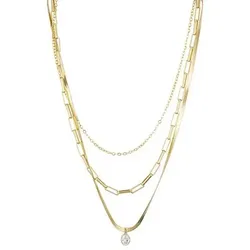 DIAMONIQUE® 3rhg. Collier = 2,00ct Schliffmix Edelstahl