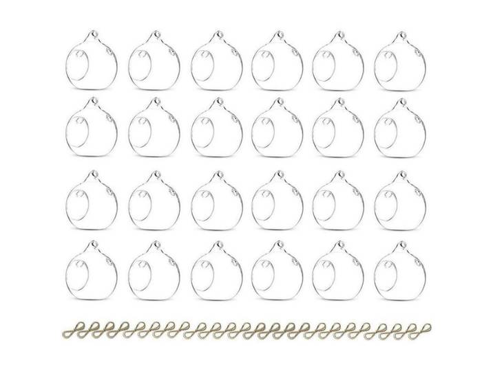Hängender Glasball 24-teiliges Set 8 cm, Weiß, 8 cm, Dekoration, Kerzen & Kerzenhalter, Teelichthalter