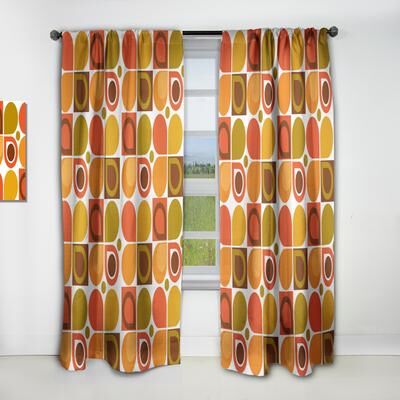 DESIGN ART Designart 'Abstract Retro Geometric Pattern VI' Mid-Century Modern Blackout Curtain Single Panel