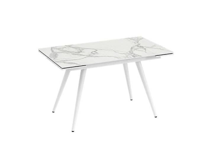 Table extensible céramique blanche marbrée 120-180 c