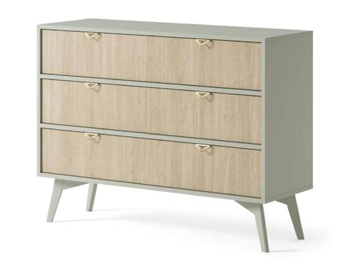 Forest Wohnzimmerkommode mit 3 Schubladen, 106 cm, Wohnzimmerkommode, Beistelltisch, Kommode mit Beinen, Sideboard mit Füßen, Eukalyptus Beige (Eukalyptus)