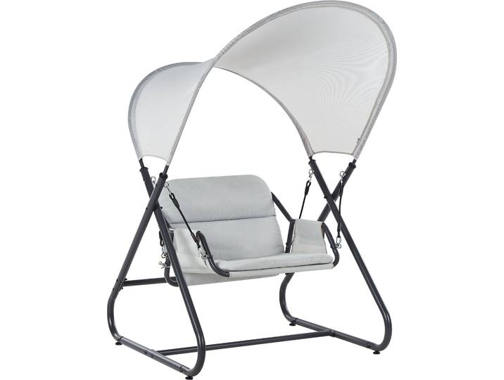 BELIANI Gartenschaukel Hellgrau Mesh Stahl mit Dach 1-Sitzer Modernes Design Hollywoodschaukel Outdoor Garten Terrasse