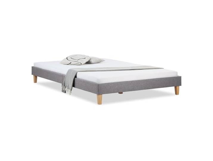 Homestyle4u Polsterbett 160x200 mit Lattenrost - Futonbett Grau Doppelbett ohne Kopfteil, Skandinavisches Design, Webstoff strukturiert, inkl. Lattenrost, leicht montierbar