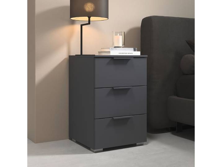 Nachtkommode 61cm 2er Set Grau/Graumetallic Grau