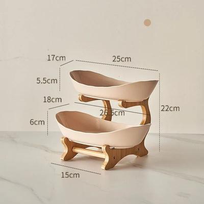 Uplift Essentials Elegant Multi Layer Fruit Plate Creative Modern Snack Dish & Cake Stand beige 2 Tiers