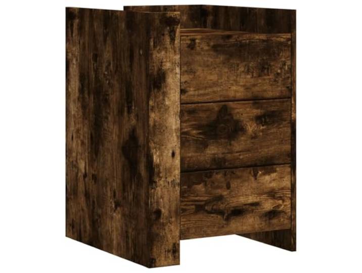 fsahslih Nachttisch Räuchereiche 45x50x65 cm Holzwerkstoff 3 Schubladen Kompakter Beistelltisch fürs Schlafzimmer mit flexibler Eckteil-Montage und robuster Ablagefläche für Dekoration.