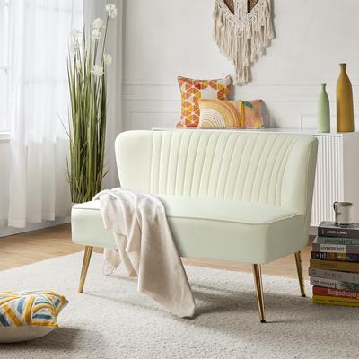 HULALA HOME Monica Modern Velvet Curved Tufted Back Loveseat with Metal Tapered Legs