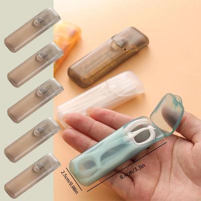 Uplift Essentials Portable Plastic Toothpick Case 5pcs Brown Style C
