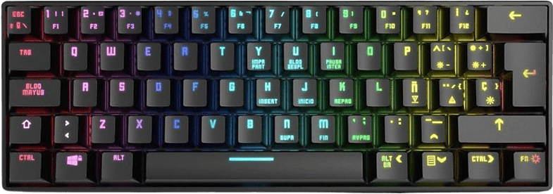 Teclado gaming - Krom Kluster RGB, Bluetooth, USB, Retroiluminación Mecánico, Diseño mini, Negro