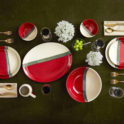 Paseo Road by HiEnd Accents Paseo Road Pasadizo Red and Cream 16 Piece Ceramic Western Dinnerware Set
